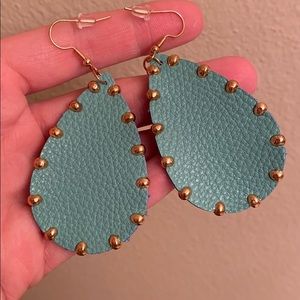 Turquoise/blue studded dangle earrings